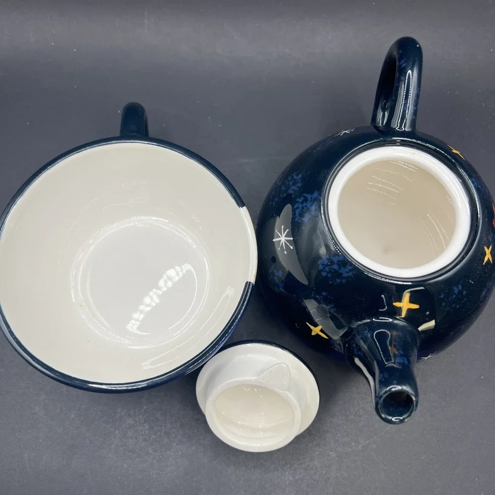 2003 Wongs Snowman Tea For One Ceramic Teapot Holiday Decor Snowman Adorable!